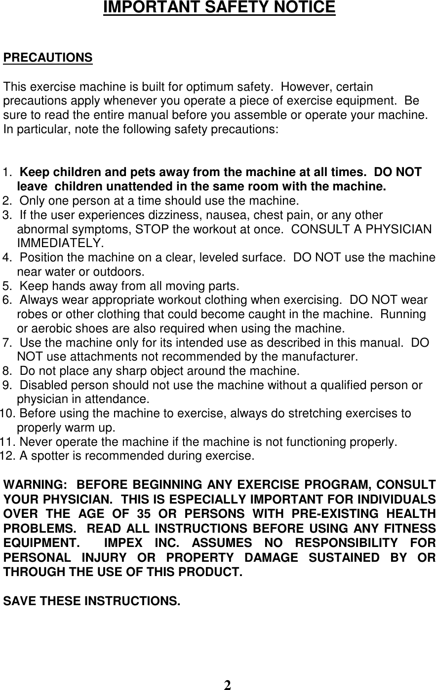 Page 3 of 10 - Impex-Fitness Impex-Fitness-Mwb-500-Owners-Manual- PARTS LIST  Impex-fitness-mwb-500-owners-manual