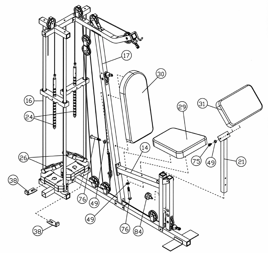 Impex Fitness Mwm 1800 Owners Manual PARTS LIST