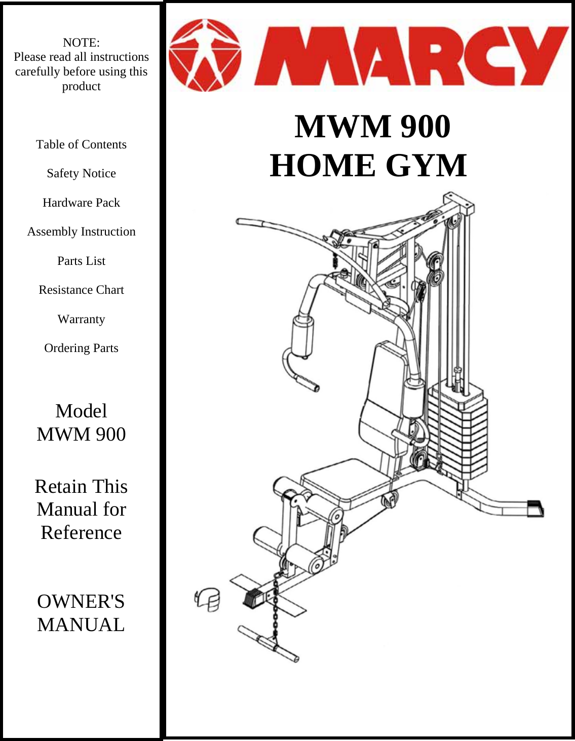 Marcy Mwm 900 Exercise Chart