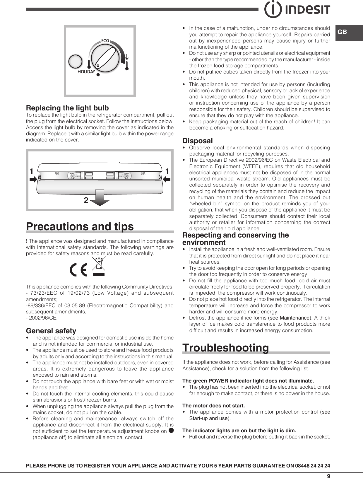 Page 9 of 12 - Indesit Indesit-Dbiaa344F-Uk-Operating-Instructions-  Indesit-dbiaa344f-uk-operating-instructions