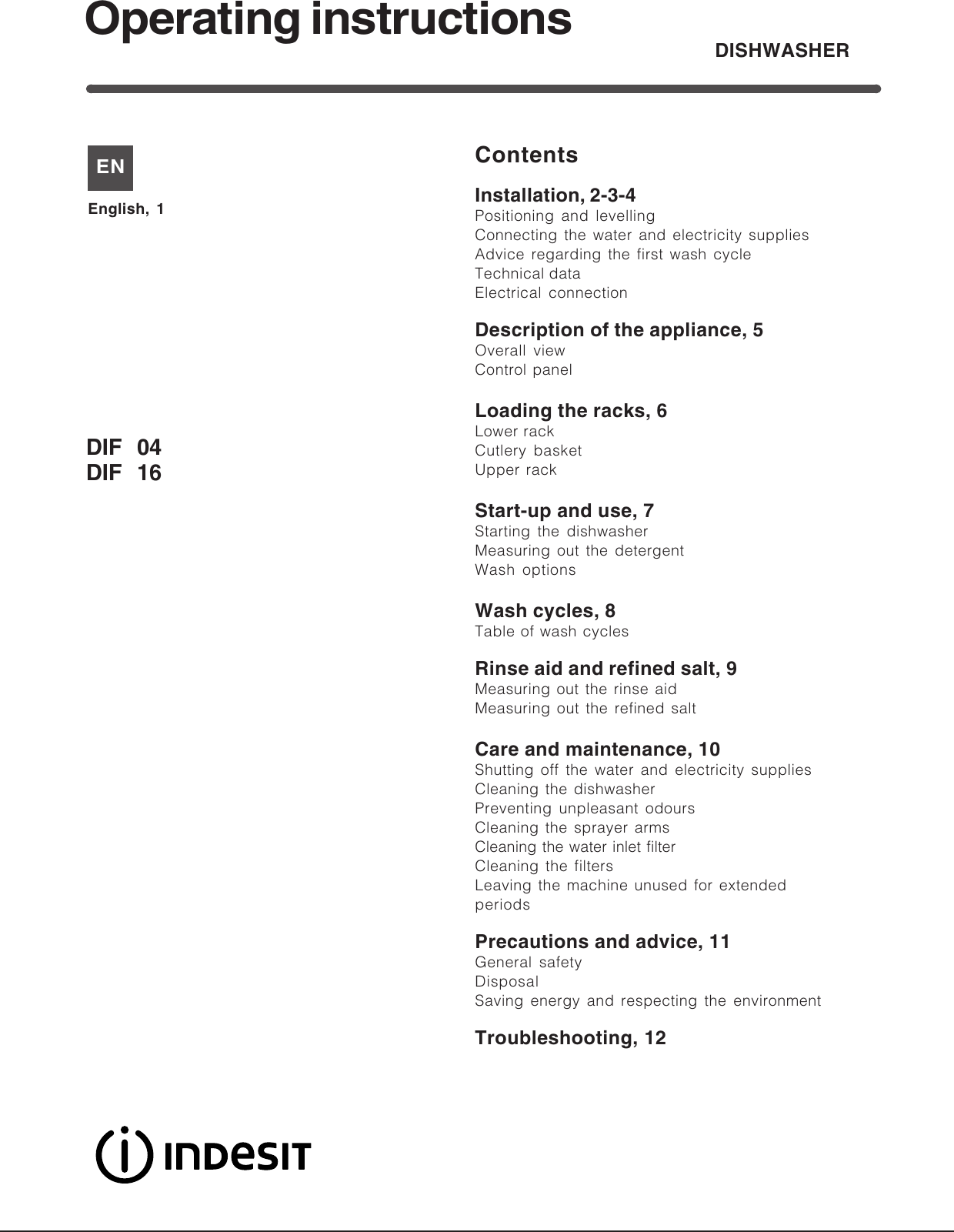 Indesit Dif 04 Users Manual 063798_EN.p65