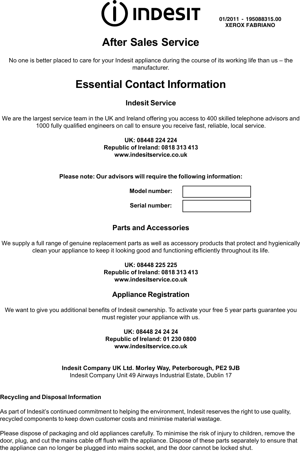 Page 12 of 12 - Indesit Indesit-Fim-31-K-A-Gb-Users-Manual- 088315gb.p65  Indesit-fim-31-k-a-gb-users-manual