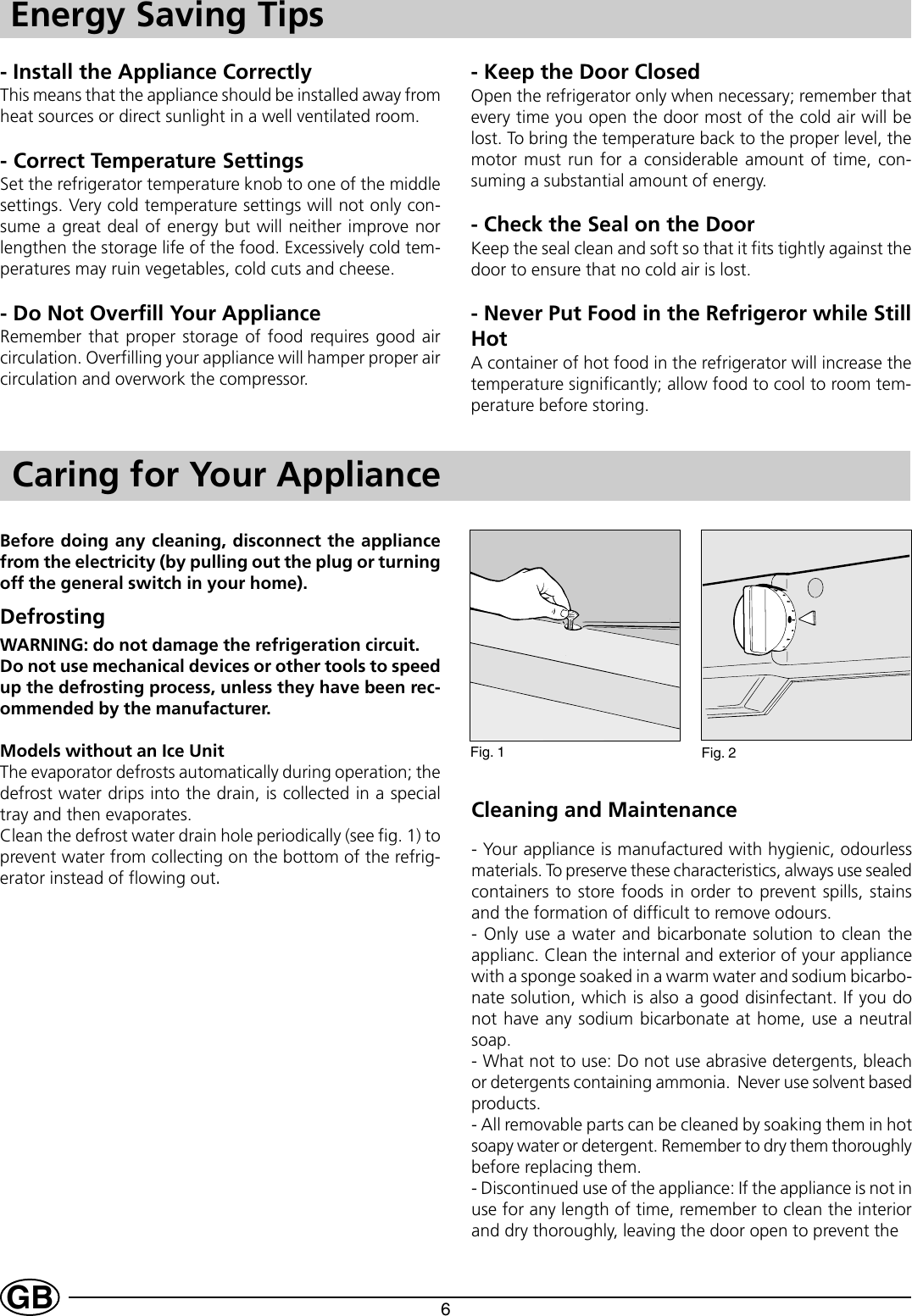 Page 8 of 12 - Indesit Indesit-Gse-160-Uk-Instructions-For-Installation-And-Use- 22634cop  Indesit-gse-160-uk-instructions-for-installation-and-use