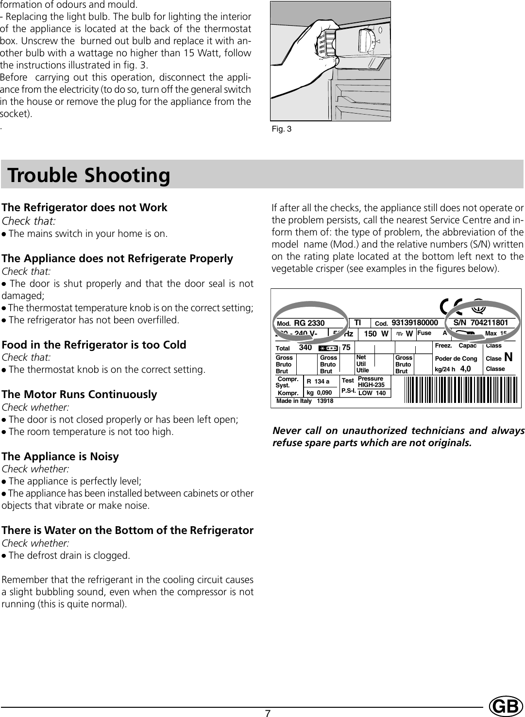 Page 9 of 12 - Indesit Indesit-Gse-160-Uk-Instructions-For-Installation-And-Use- 22634cop  Indesit-gse-160-uk-instructions-for-installation-and-use