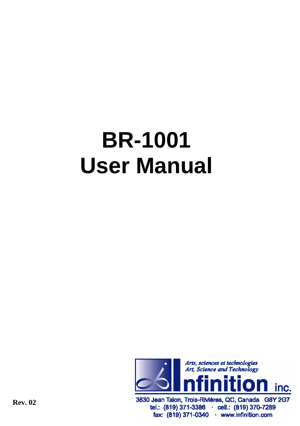        BR-1001 User Manual                            Rev. 02    