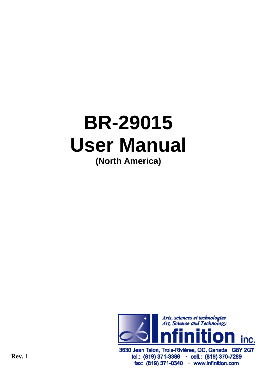        BR-29015 User Manual (North America)                           Rev. 1   