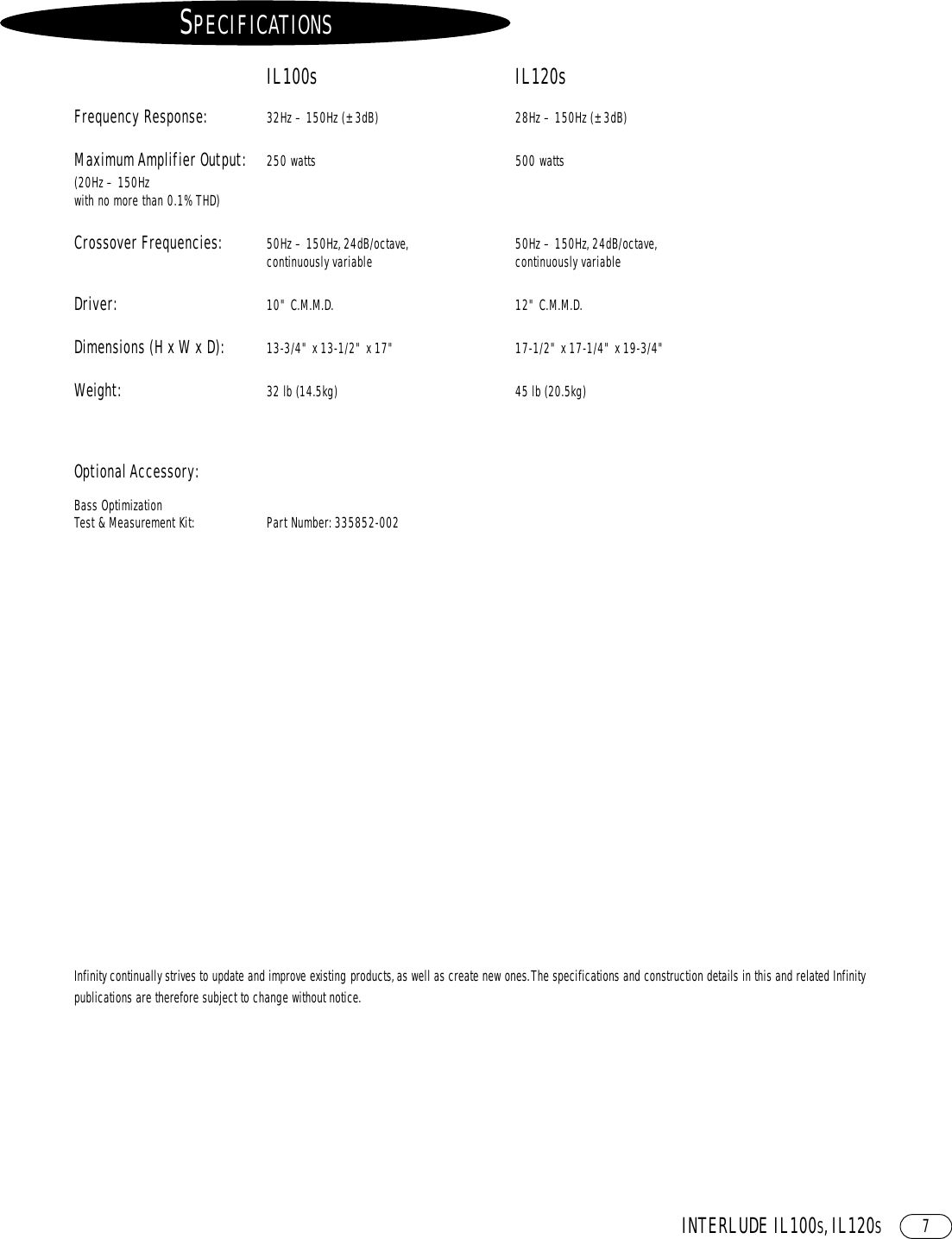 Page 11 of 12 - Infinity Infinity-Il100S-Users-Manual- IL100s, 120s OM  Infinity-il100s-users-manual