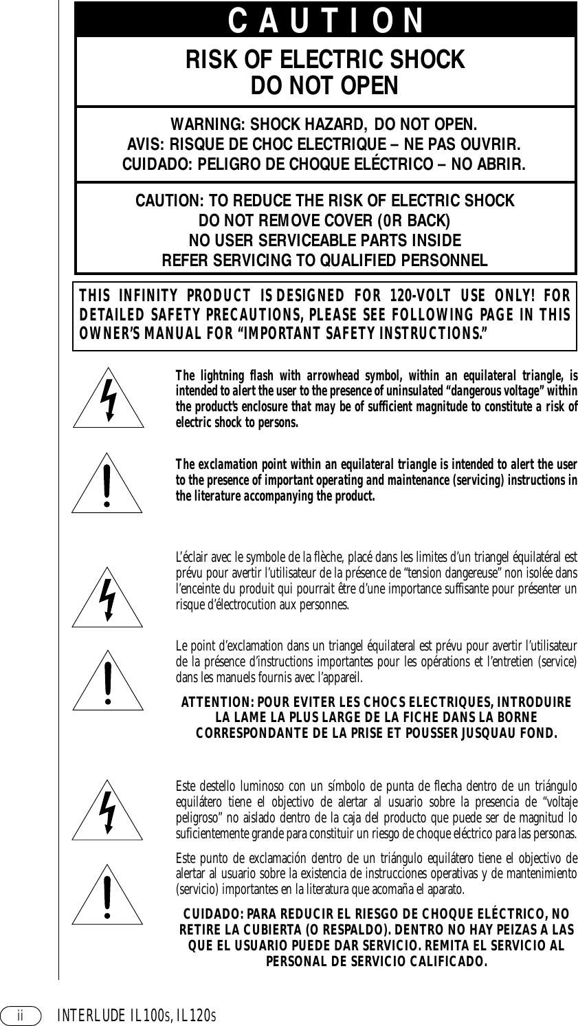 Page 2 of 12 - Infinity Infinity-Il100S-Users-Manual- IL100s, 120s OM  Infinity-il100s-users-manual