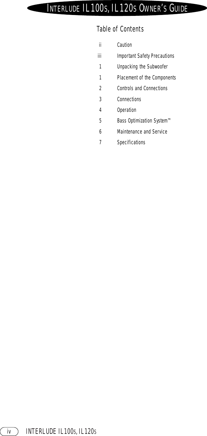 Page 4 of 12 - Infinity Infinity-Il100S-Users-Manual- IL100s, 120s OM  Infinity-il100s-users-manual