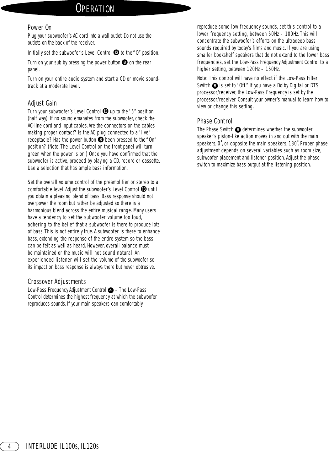 Page 8 of 12 - Infinity Infinity-Il100S-Users-Manual- IL100s, 120s OM  Infinity-il100s-users-manual