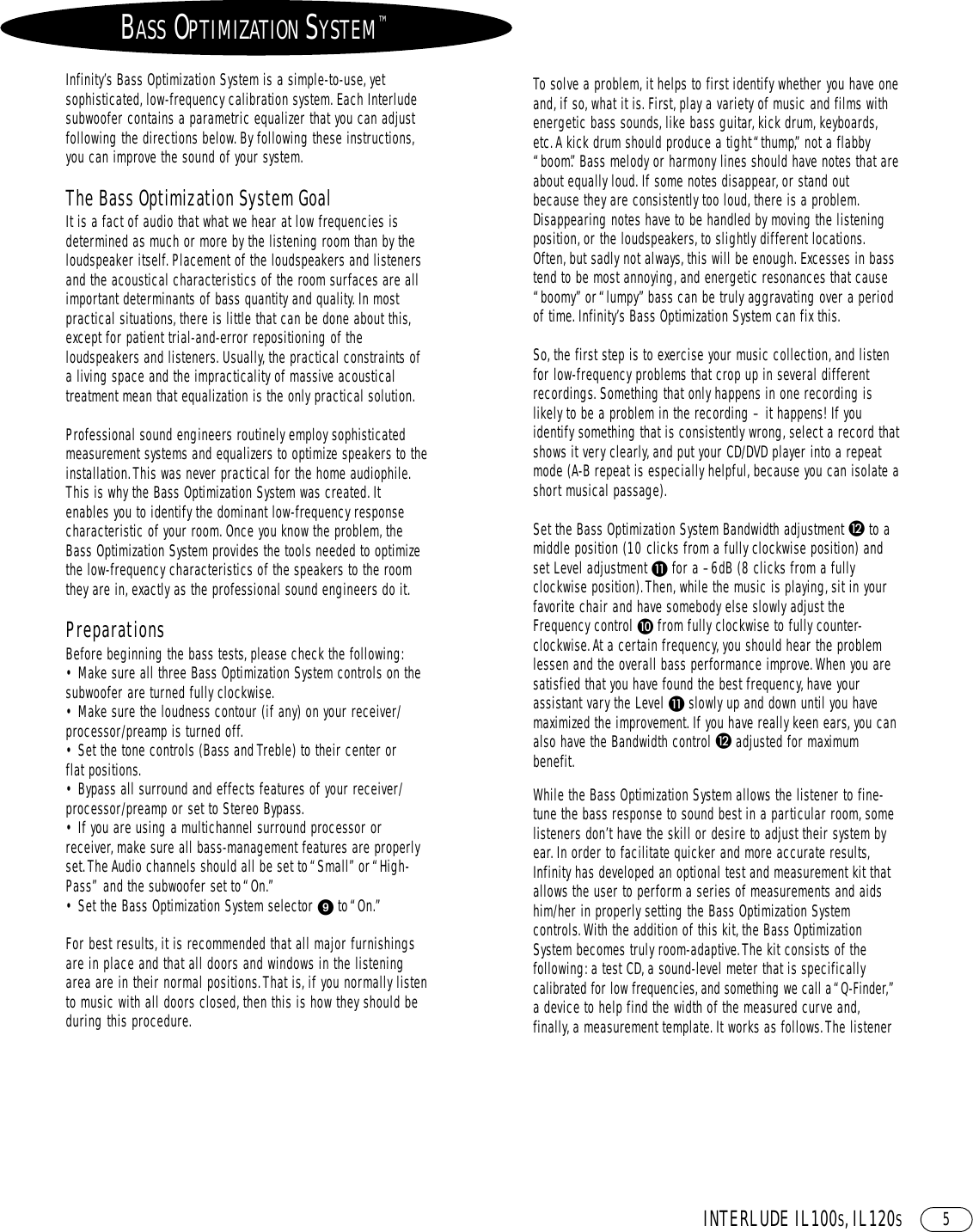 Page 9 of 12 - Infinity Infinity-Il100S-Users-Manual- IL100s, 120s OM  Infinity-il100s-users-manual