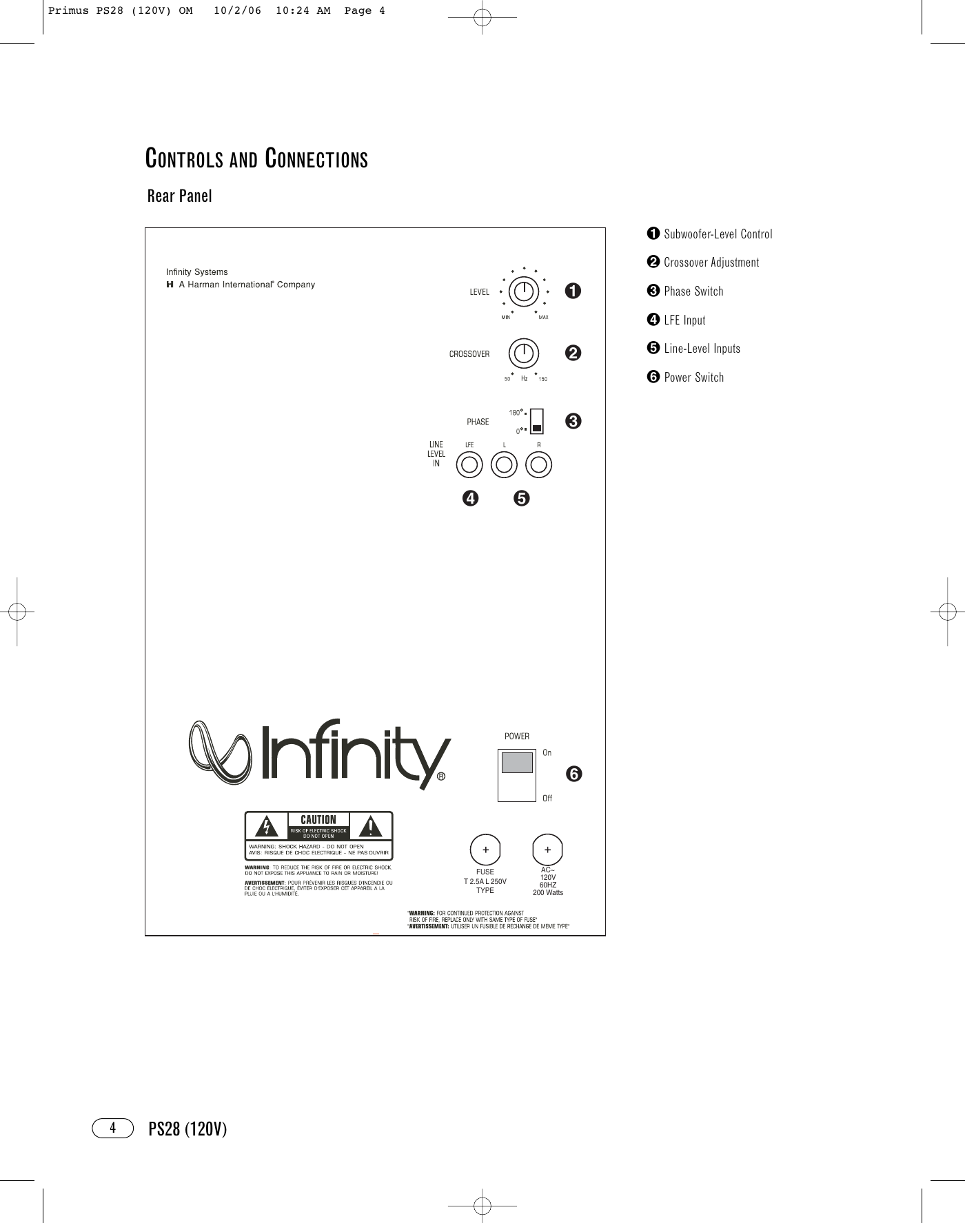 Page 4 of 8 - Infinity Infinity-Ps28-Users-Manual- Primus PS28 (120V) OM  Infinity-ps28-users-manual