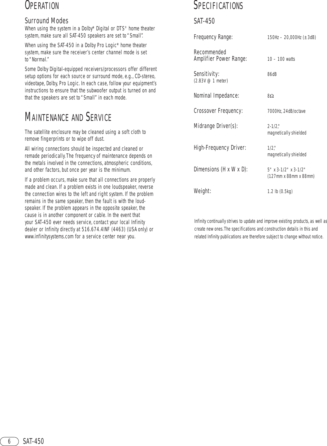 Page 6 of 8 - Infinity Infinity-Sat-450-Om-Users-Manual- SAT-450 OM  Infinity-sat-450-om-users-manual
