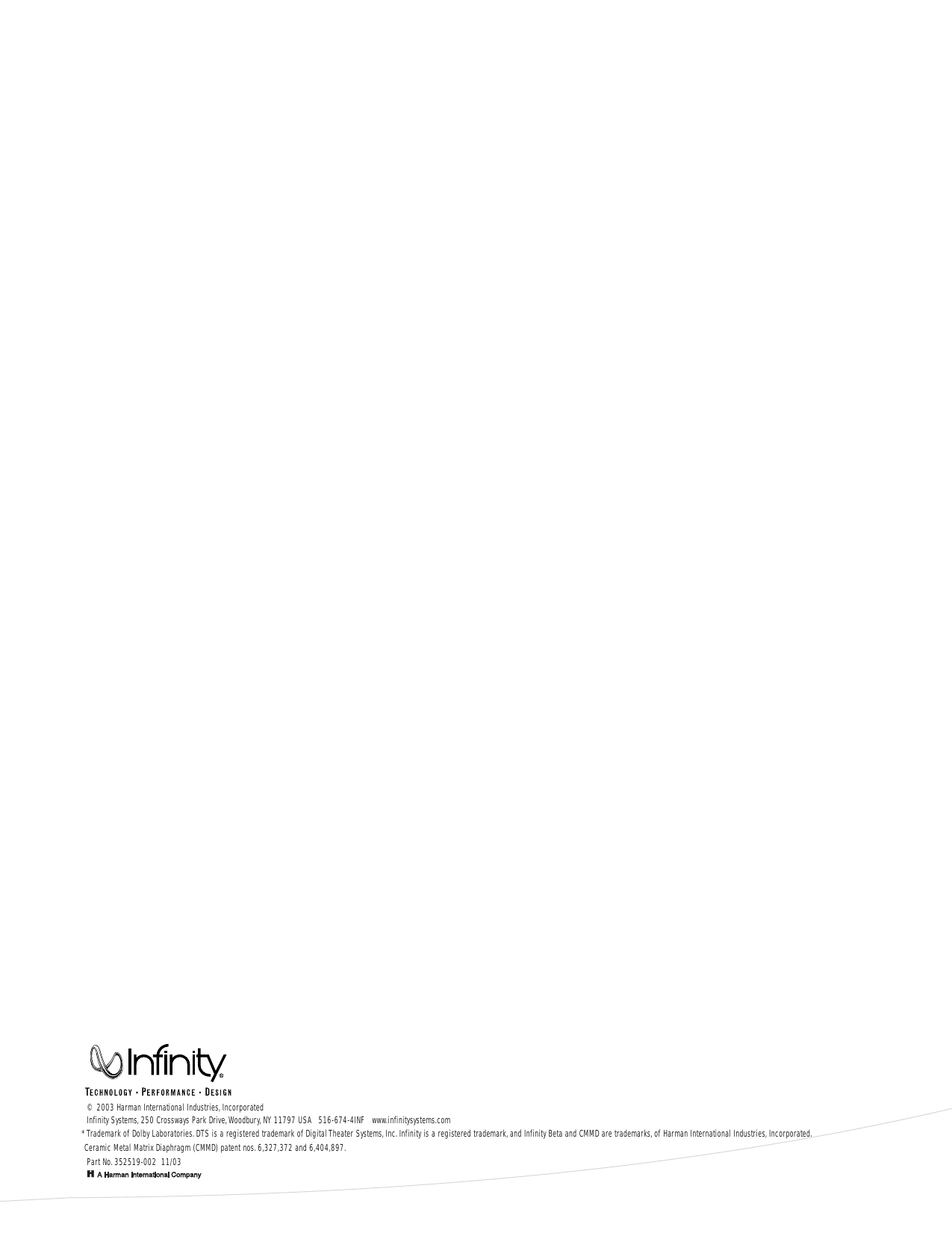 Page 8 of 8 - Infinity Infinity-Sw-10-Users-Manual- Beta SW-10 / ANGLAIS Corrig. (Page 3) Infinity-sw-10-users-manual