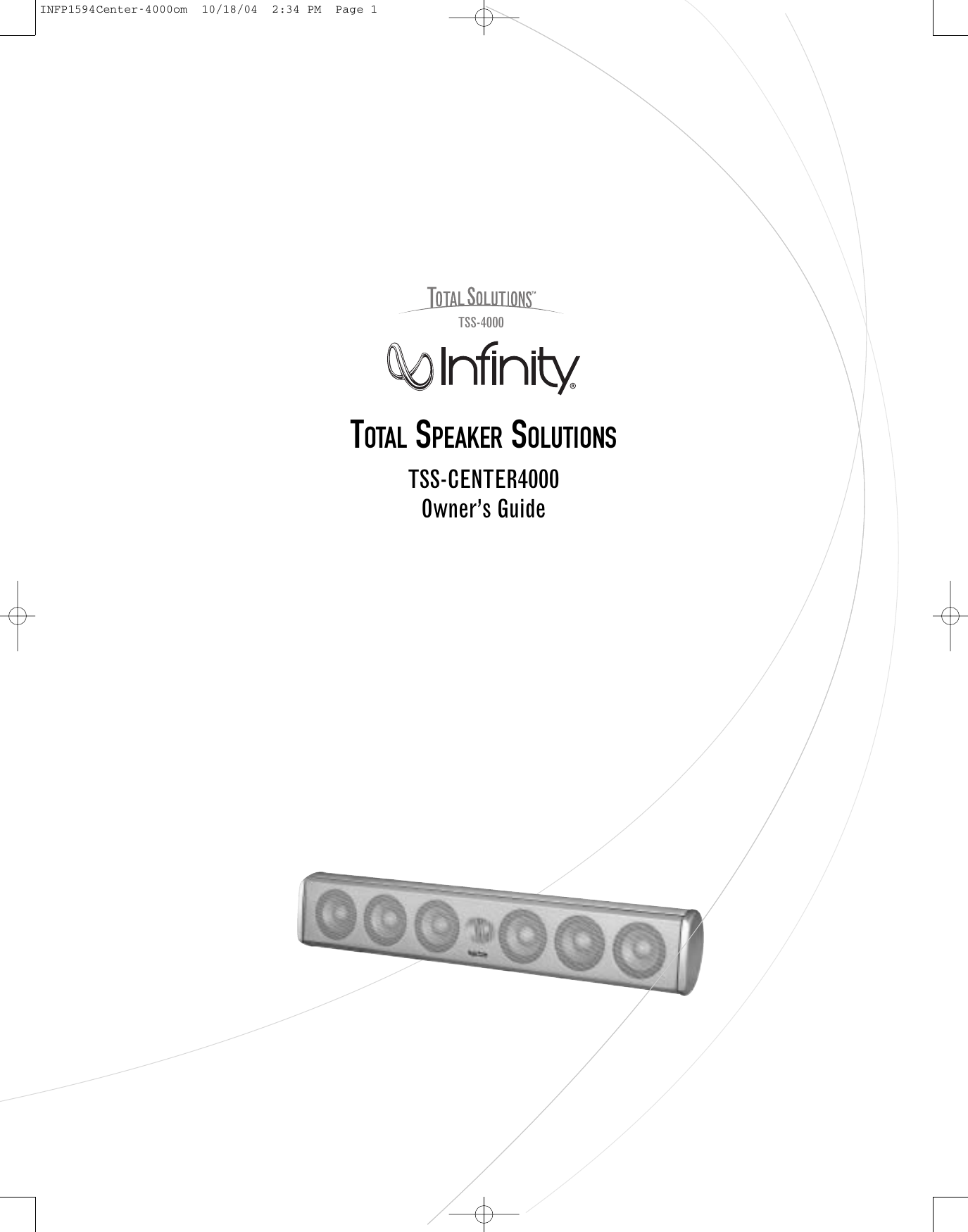 Page 1 of 8 - Infinity Infinity-Tss-Center4000-Users-Manual- Center-4000 OM  Infinity-tss-center4000-users-manual