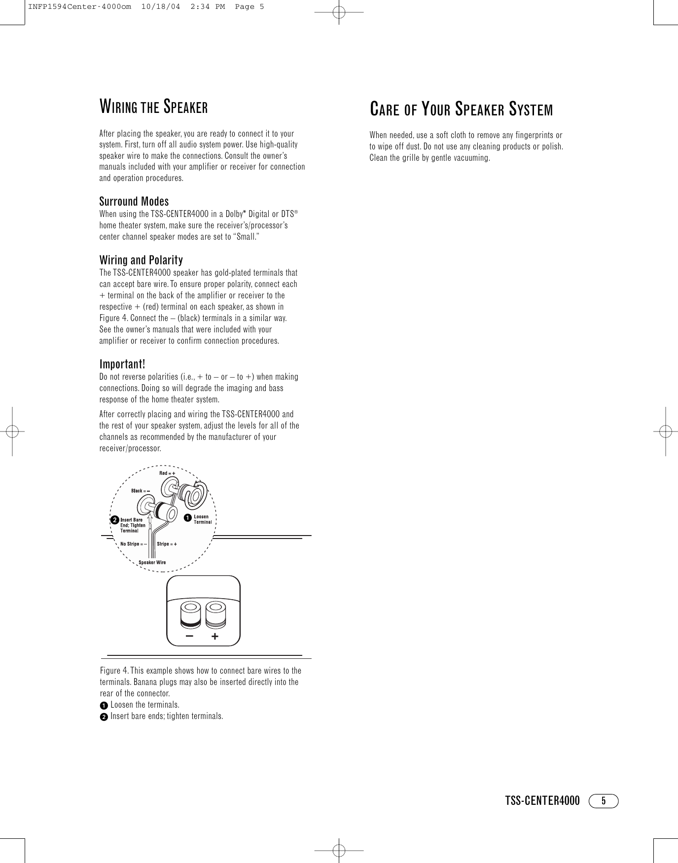 Page 5 of 8 - Infinity Infinity-Tss-Center4000-Users-Manual- Center-4000 OM  Infinity-tss-center4000-users-manual