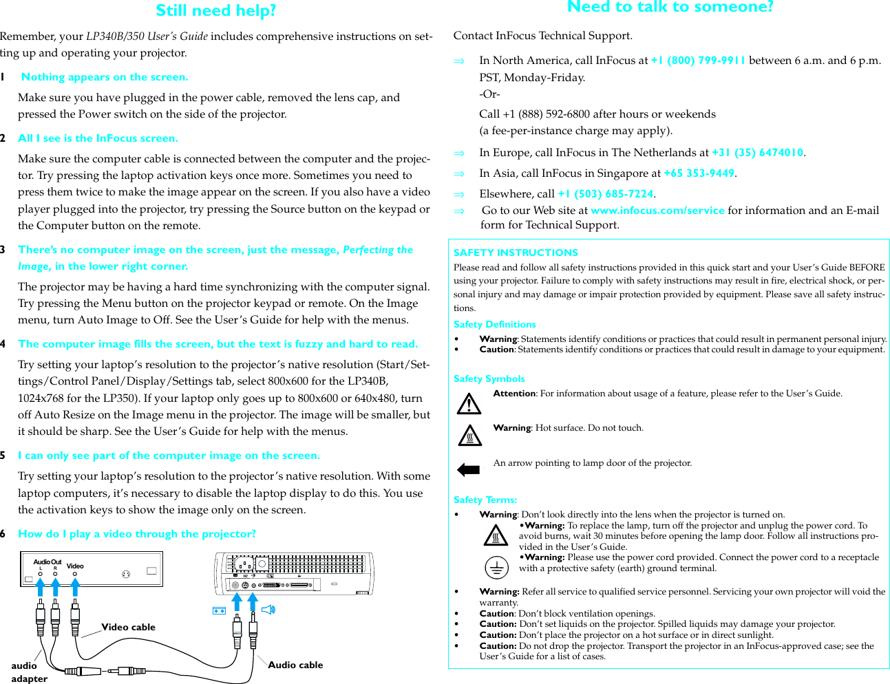 Page 2 of 2 - Infocus Infocus-Lp-350-Users-Manual- 340 QS-eng  Infocus-lp-350-users-manual