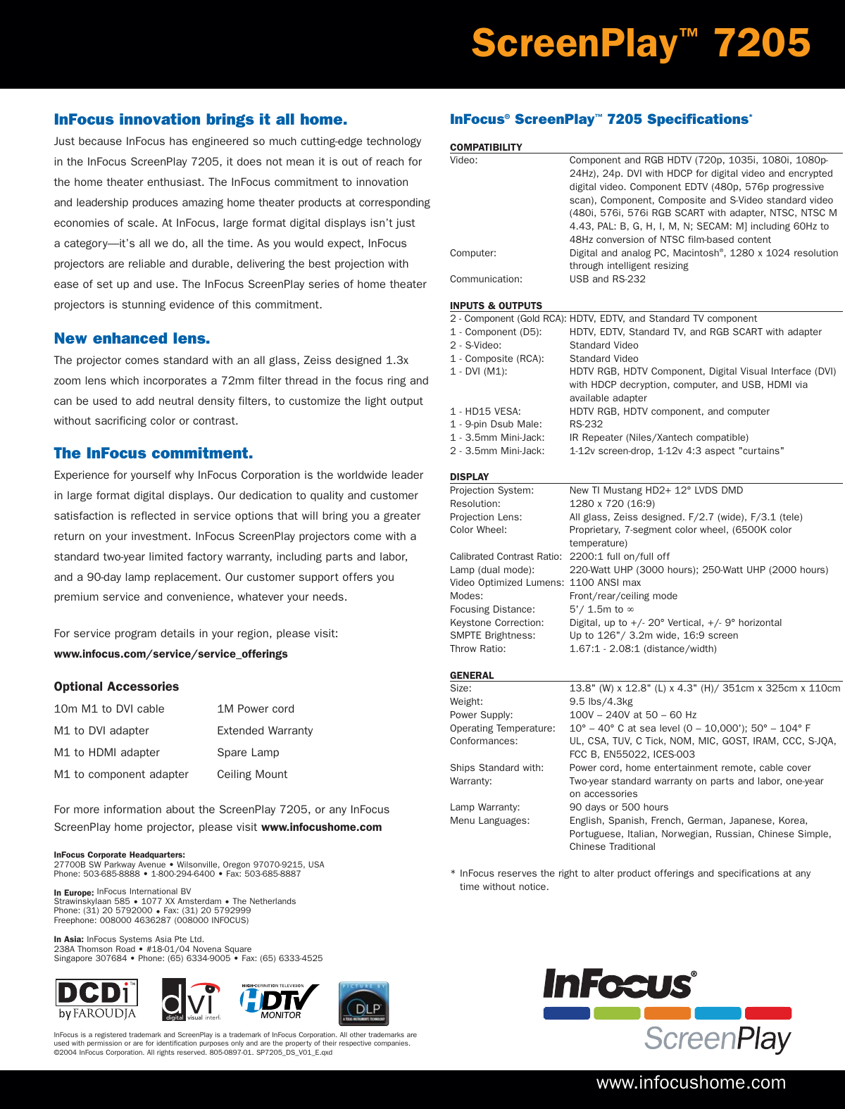 Page 4 of 4 - Infocus Infocus-Screenplay-7205-Users-Manual- 6714SP7205_DS_E  Infocus-screenplay-7205-users-manual