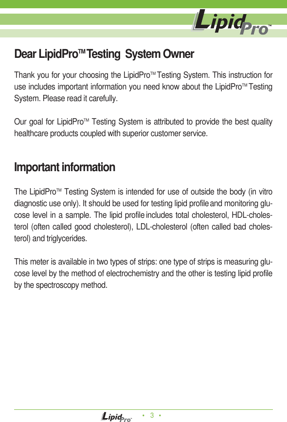 Page 2 of Infopia ILM-0001A-RF Lipid profile and glucose measuring system for self testing User Manual Manua  Cover