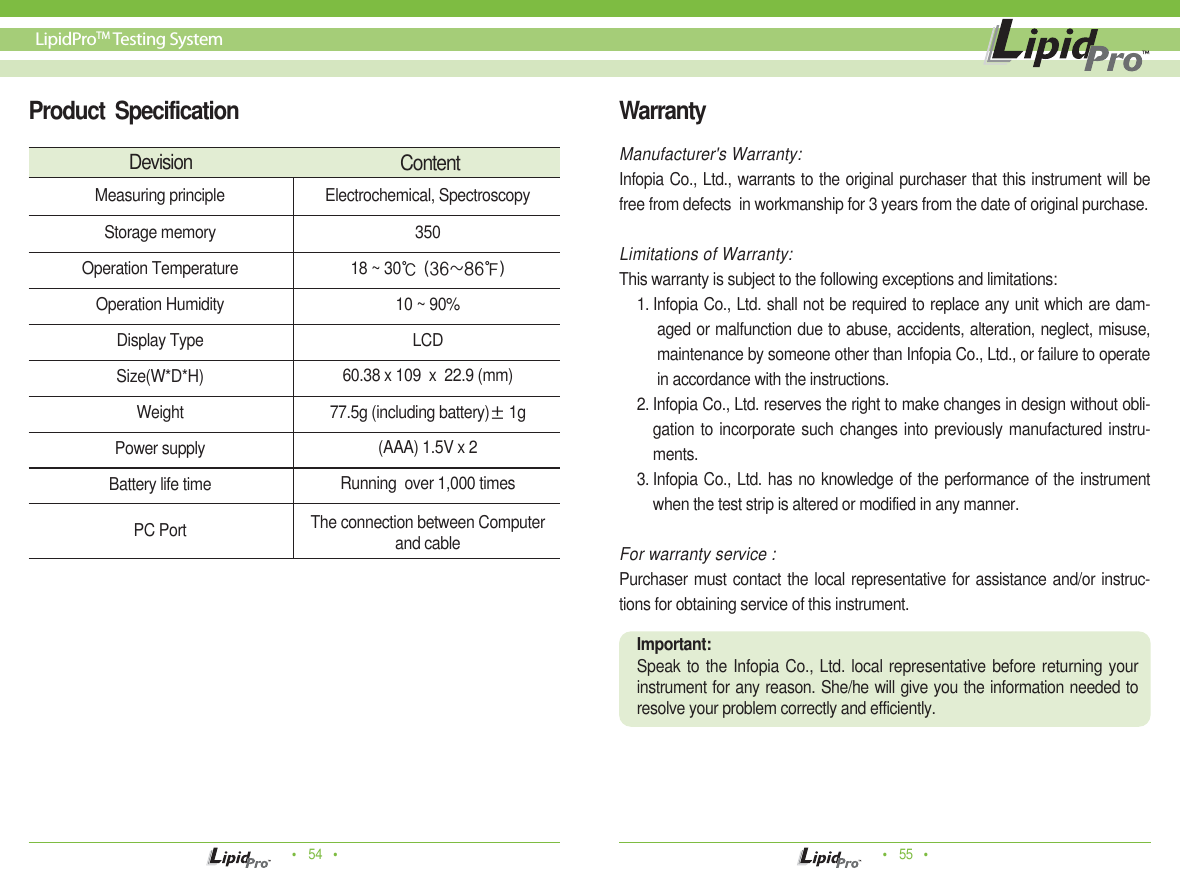 Page 28 of Infopia ILM-0001A-RF Lipid profile and glucose measuring system for self testing User Manual Manua  Cover