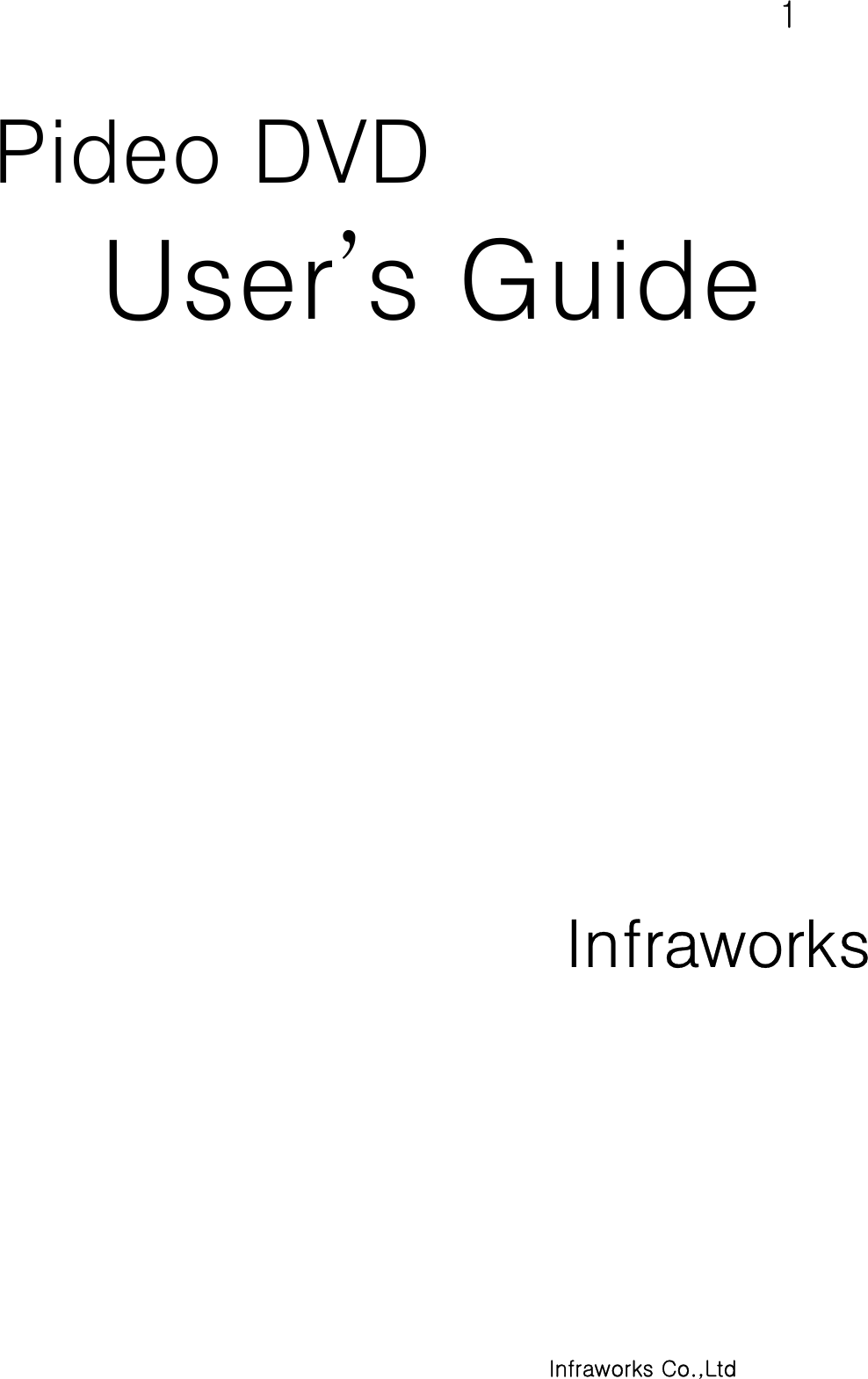  1     Infraworks Co.,Ltd Pideo DVD   User’s Guide                Infraworks   