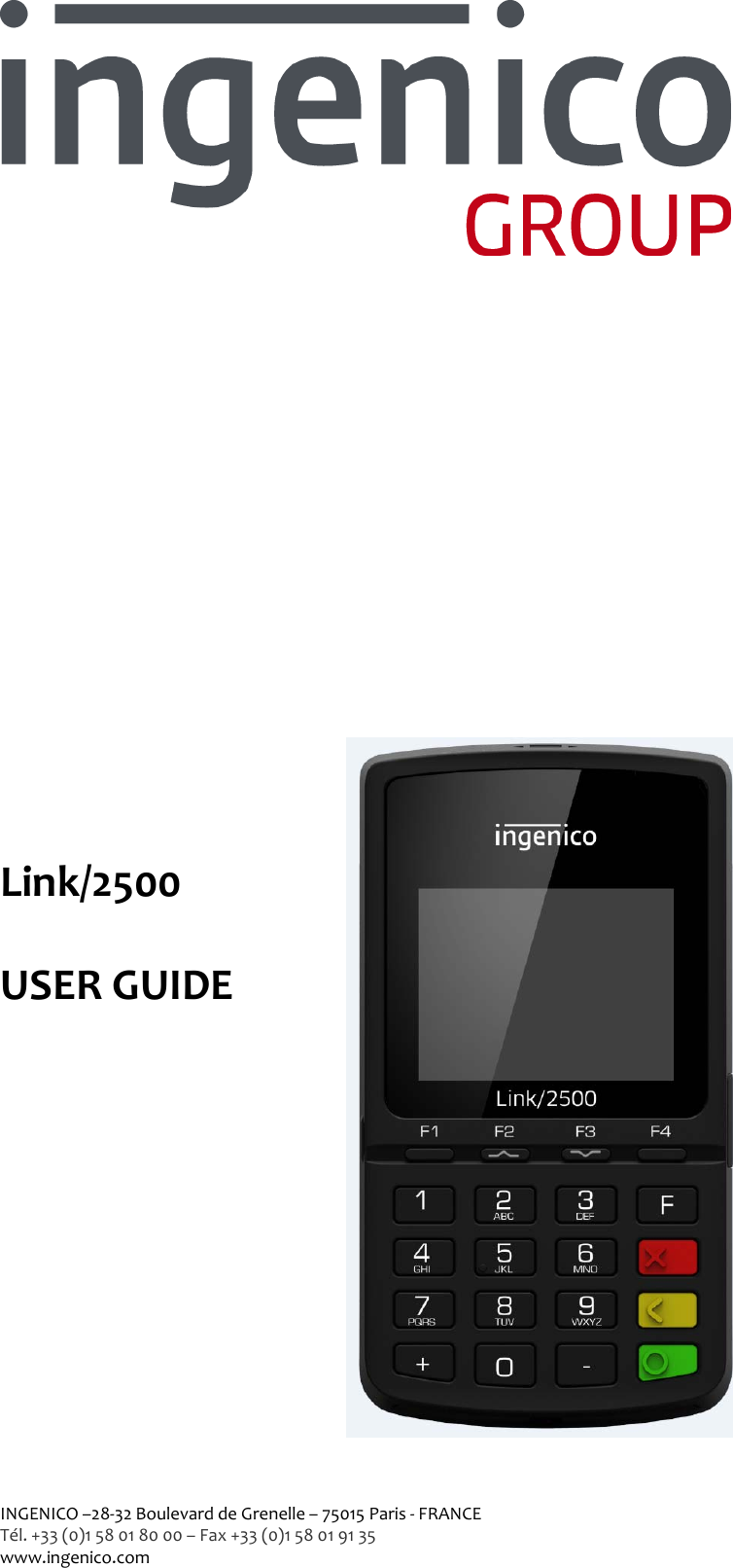 INGENICO L2500CLWIBT Link/2500 User Manual Link2500 CLWiFiBT User Guide V3