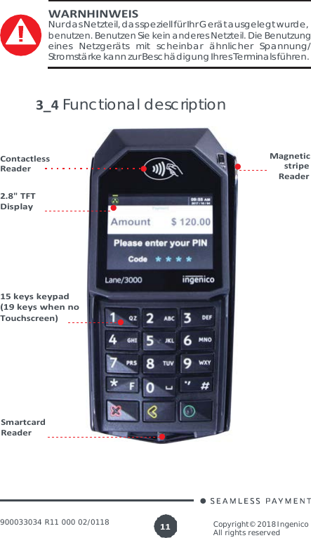 Ingenico LANE3000CL Standalone Payment terminal User Manual 900033034