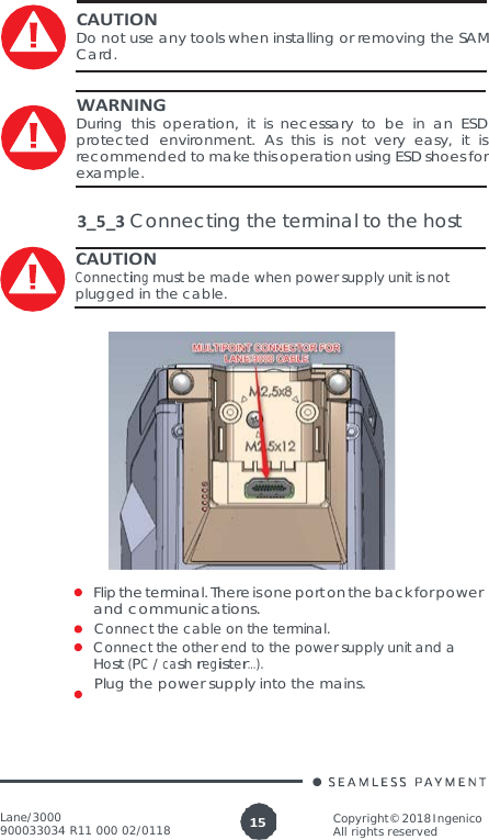 Page 15 of Ingenico LANE3000CL Standalone Payment terminal User Manual 900033034  R11 000 02 indd