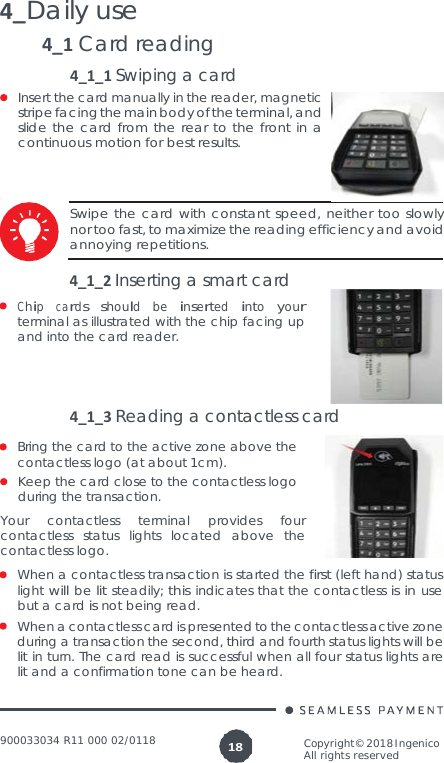 Page 18 of Ingenico LANE3000CL Standalone Payment terminal User Manual 900033034  R11 000 02 indd