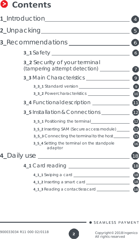 Page 2 of Ingenico LANE3000CL Standalone Payment terminal User Manual 900033034  R11 000 02 indd