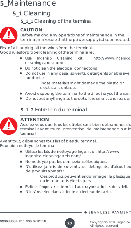 INGENICO LANE3000CL Standalone Payment terminal User Manual 900033034