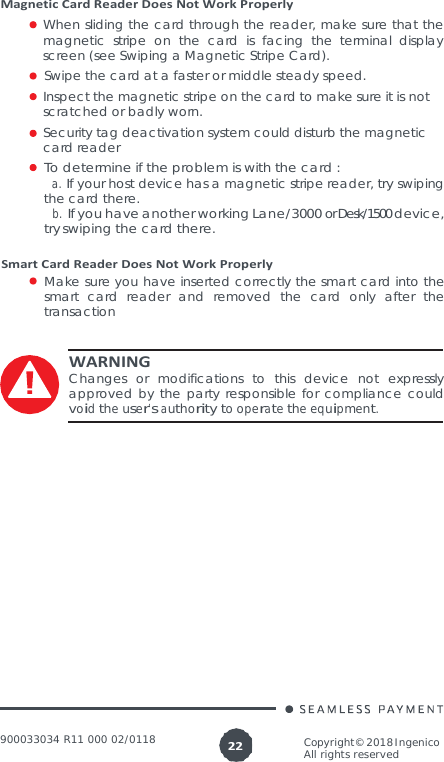 Page 22 of Ingenico LANE3000CL Standalone Payment terminal User Manual 900033034  R11 000 02 indd