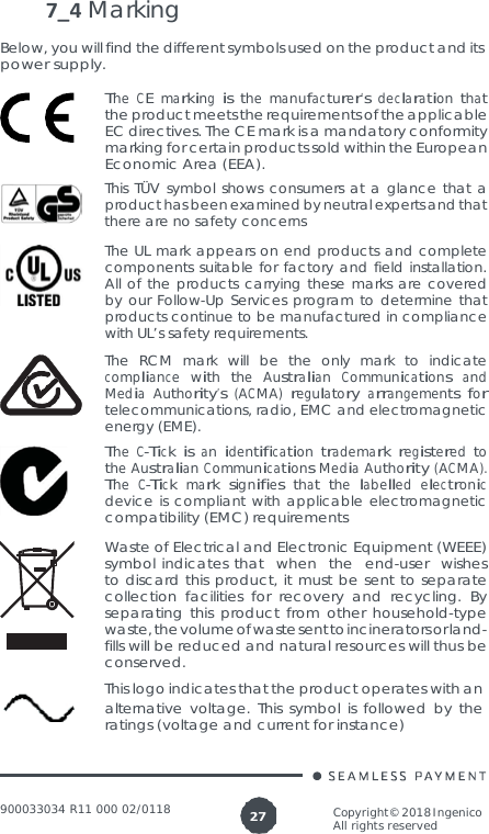 Page 27 of Ingenico LANE3000CL Standalone Payment terminal User Manual 900033034  R11 000 02 indd