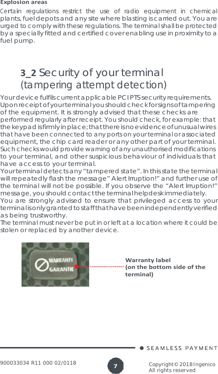 Page 7 of Ingenico LANE3000CL Standalone Payment terminal User Manual 900033034  R11 000 02 indd