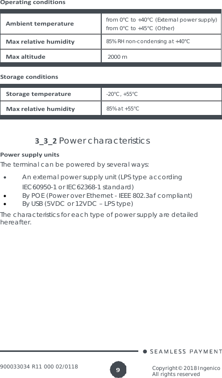 Page 9 of Ingenico LANE3000CL Standalone Payment terminal User Manual 900033034  R11 000 02 indd