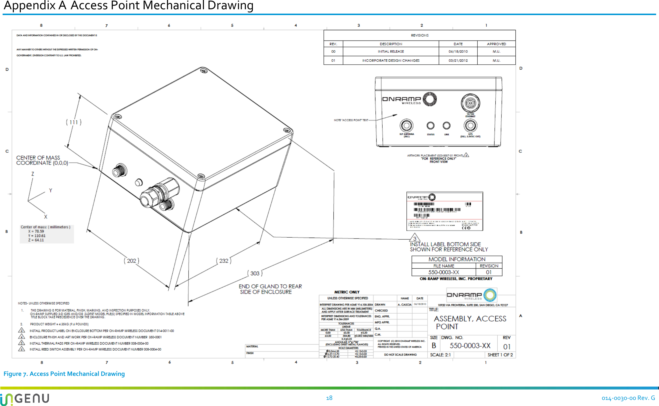   18 014-0030-00 Rev. G Appendix A Access Point Mechanical Drawing   Figure 7. Access Point Mechanical Drawing 