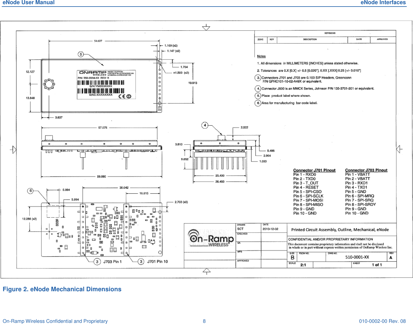 eNode User Manual  eNode Interfaces On-Ramp Wireless Confidential and Proprietary  8  010-0002-00 Rev. 08  Figure 2. eNode Mechanical Dimensions   