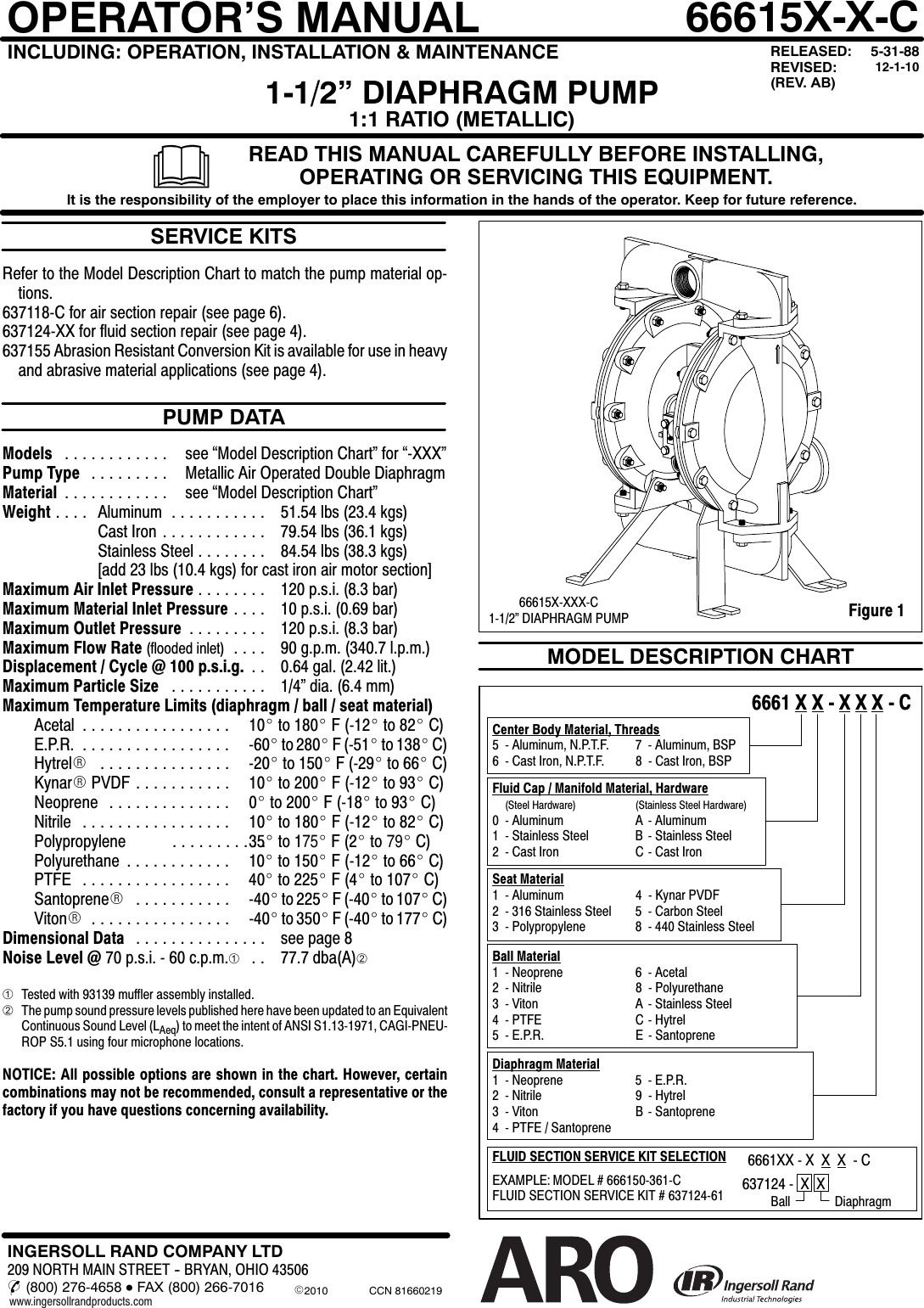 Page 1 of 8 - Ingersoll-Rand Ingersoll-Rand-66615X-X-C-Users-Manual- 66615X_X_C_Y_  Ingersoll-rand-66615x-x-c-users-manual