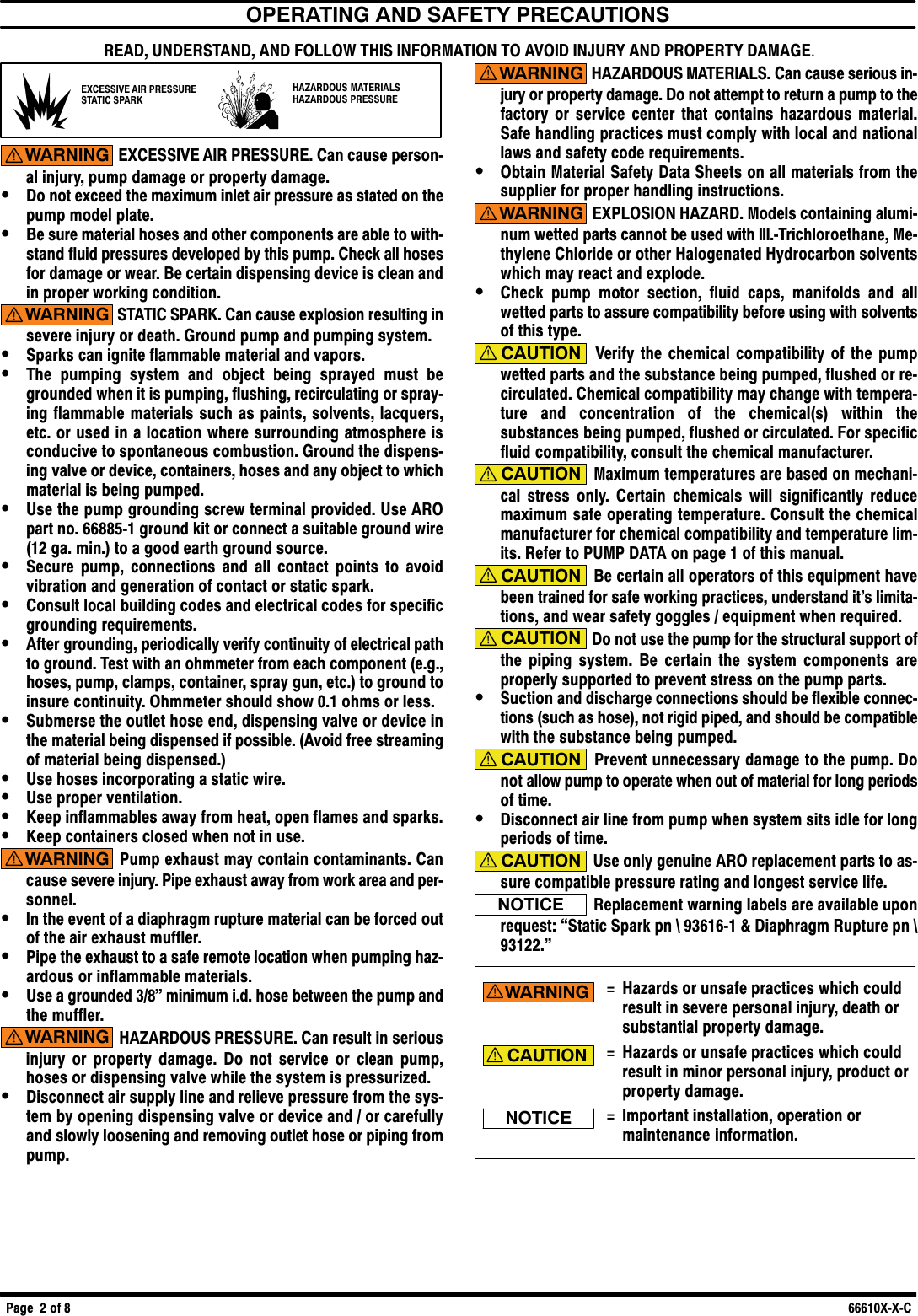 Page 2 of 8 - Ingersoll-Rand Ingersoll-Rand-Diaphragm-Pump-66610X-X-C-Users-Manual- 66610X(w)  Ingersoll-rand-diaphragm-pump-66610x-x-c-users-manual