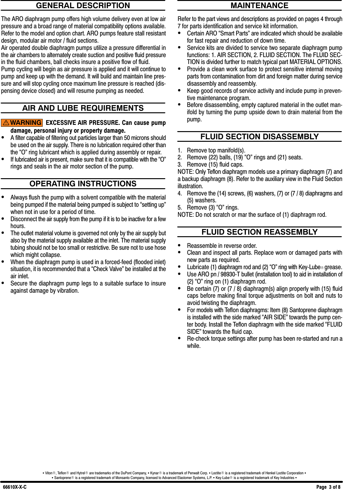 Page 3 of 8 - Ingersoll-Rand Ingersoll-Rand-Diaphragm-Pump-66610X-X-C-Users-Manual- 66610X(w)  Ingersoll-rand-diaphragm-pump-66610x-x-c-users-manual