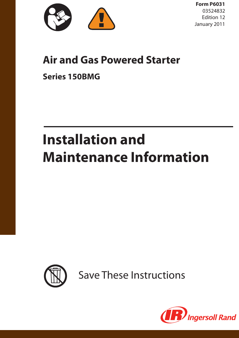 Ingersoll Rand No Se Encuentra 150Bmg Users Manual Installation And