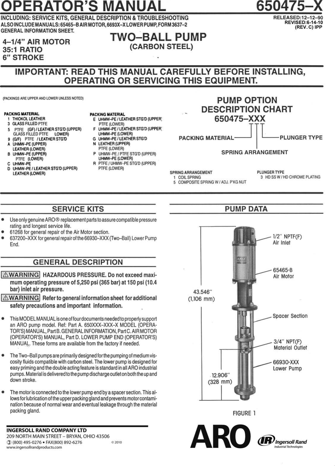 Page 1 of 2 - Ingersoll-Rand Ingersoll-Rand-Two-Ball-Pump-650475-X-Users-Manual-  Ingersoll-rand-two-ball-pump-650475-x-users-manual