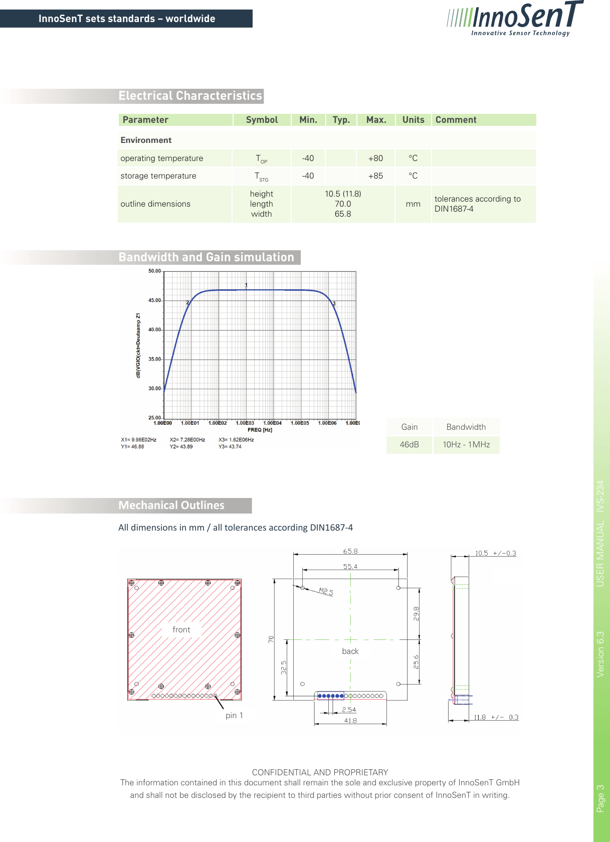 Page 3 of InnoSenT IVS-234 Radar Sensor 24 GHz User Manual 180201  IVS 234 indd