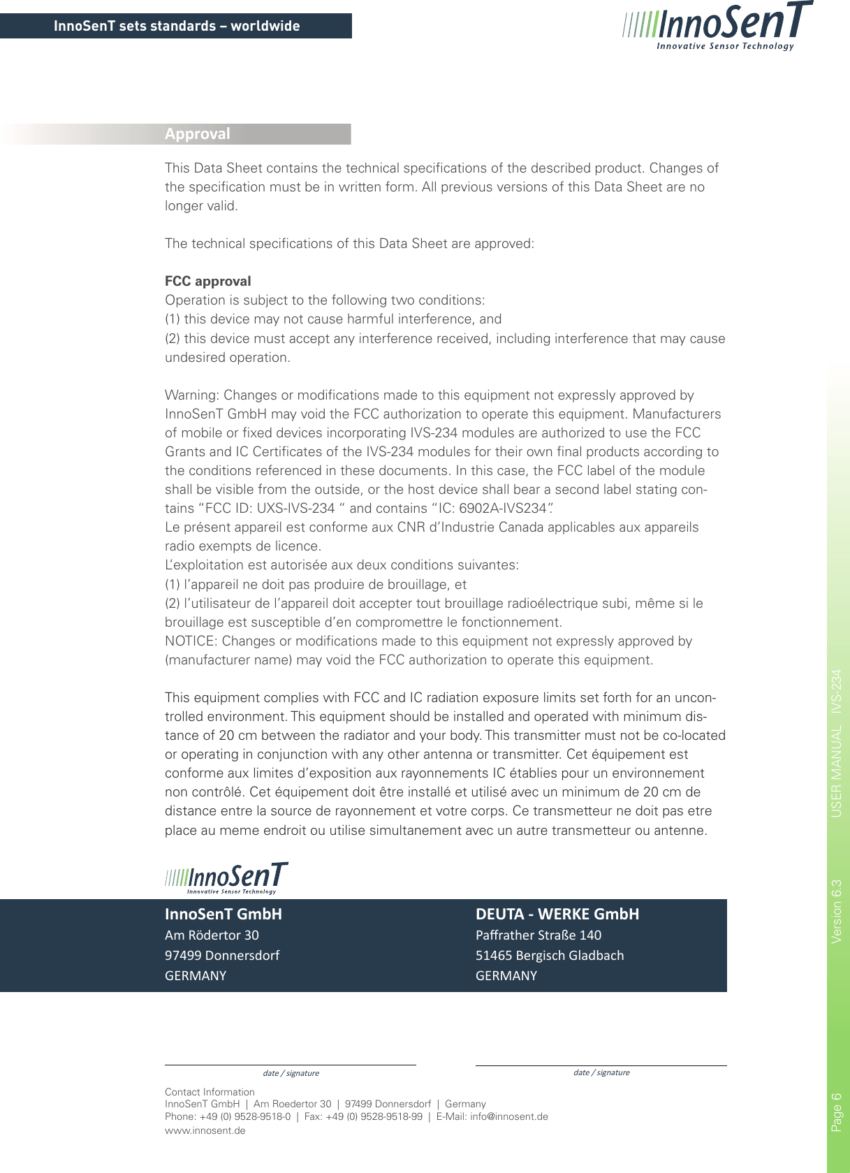 Page 6 of InnoSenT IVS-234 Radar Sensor 24 GHz User Manual 180201  IVS 234 indd