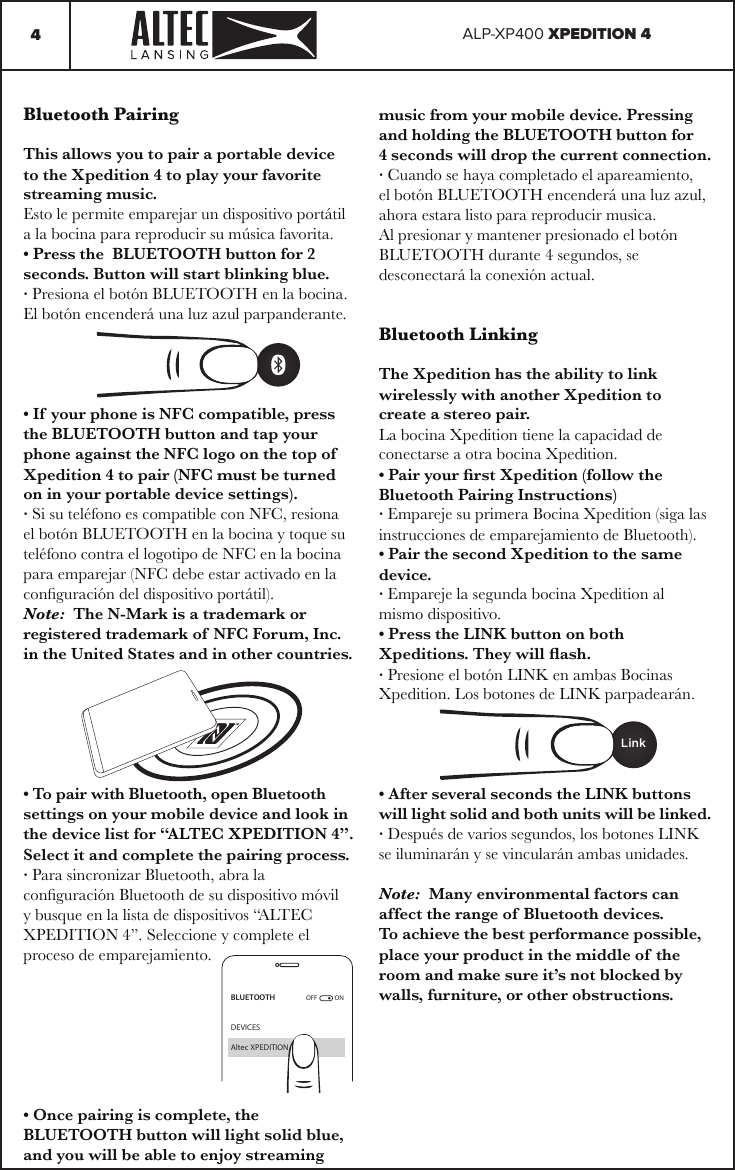 Page 4 of Innovative Concepts and Design ALP-XP BLUETOOTH SPEAKER User Manual 