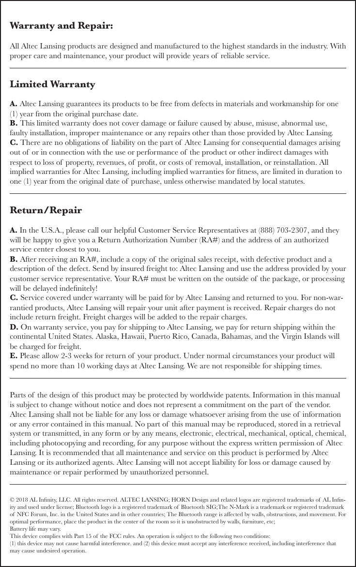 Page 8 of Innovative Concepts and Design ALP-XP BLUETOOTH SPEAKER User Manual 