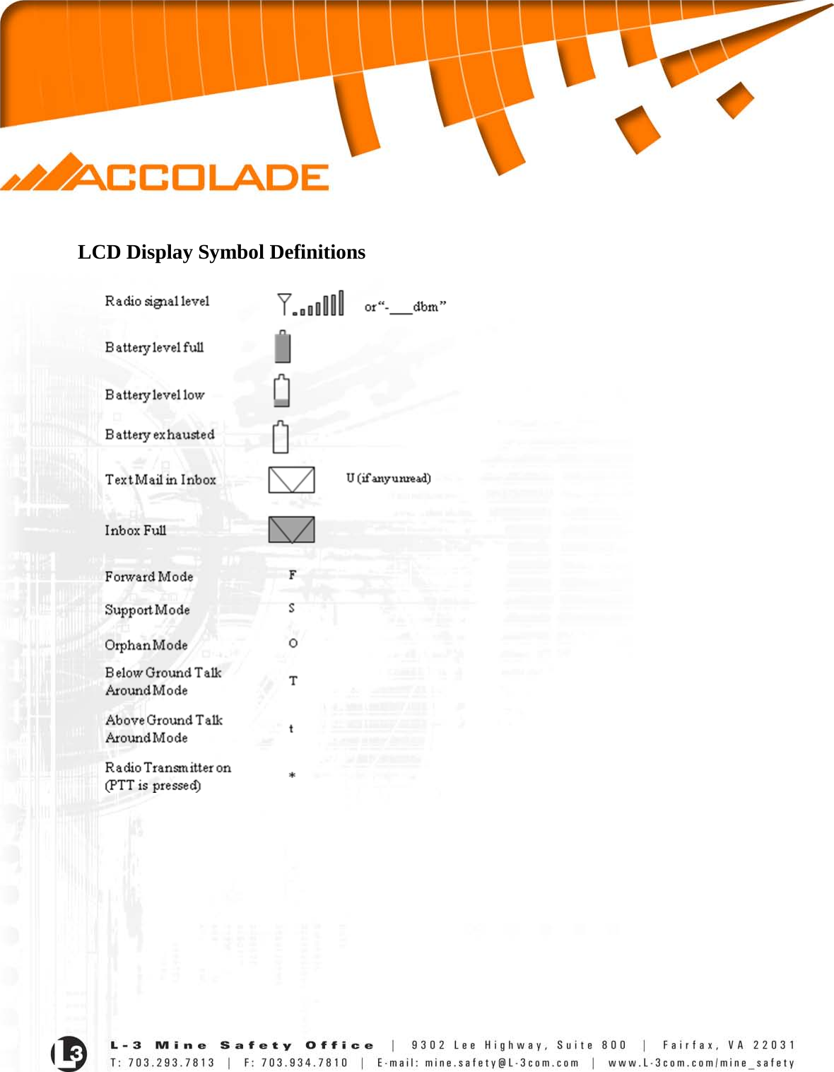     LCD Display Symbol Definitions                