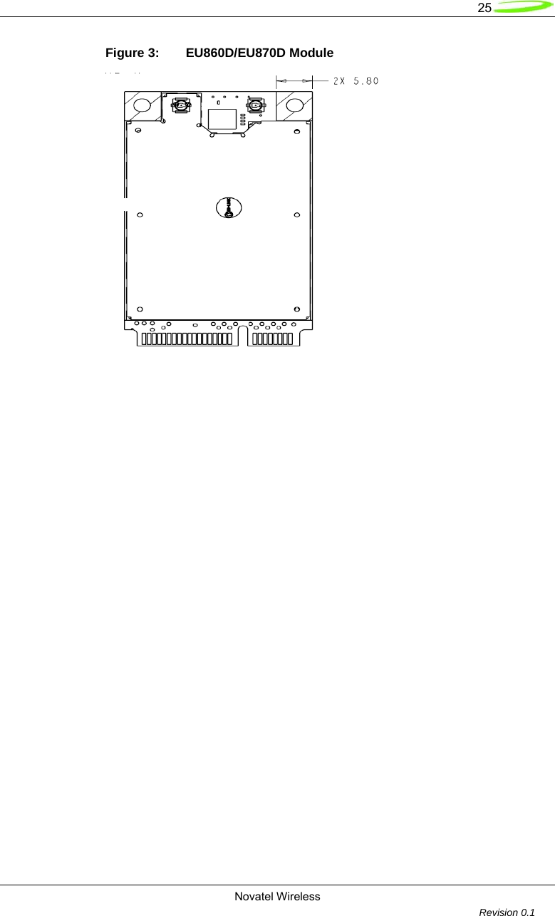   25  Novatel Wireless         Revision 0.1  Figure 3:  EU860D/EU870D Module  