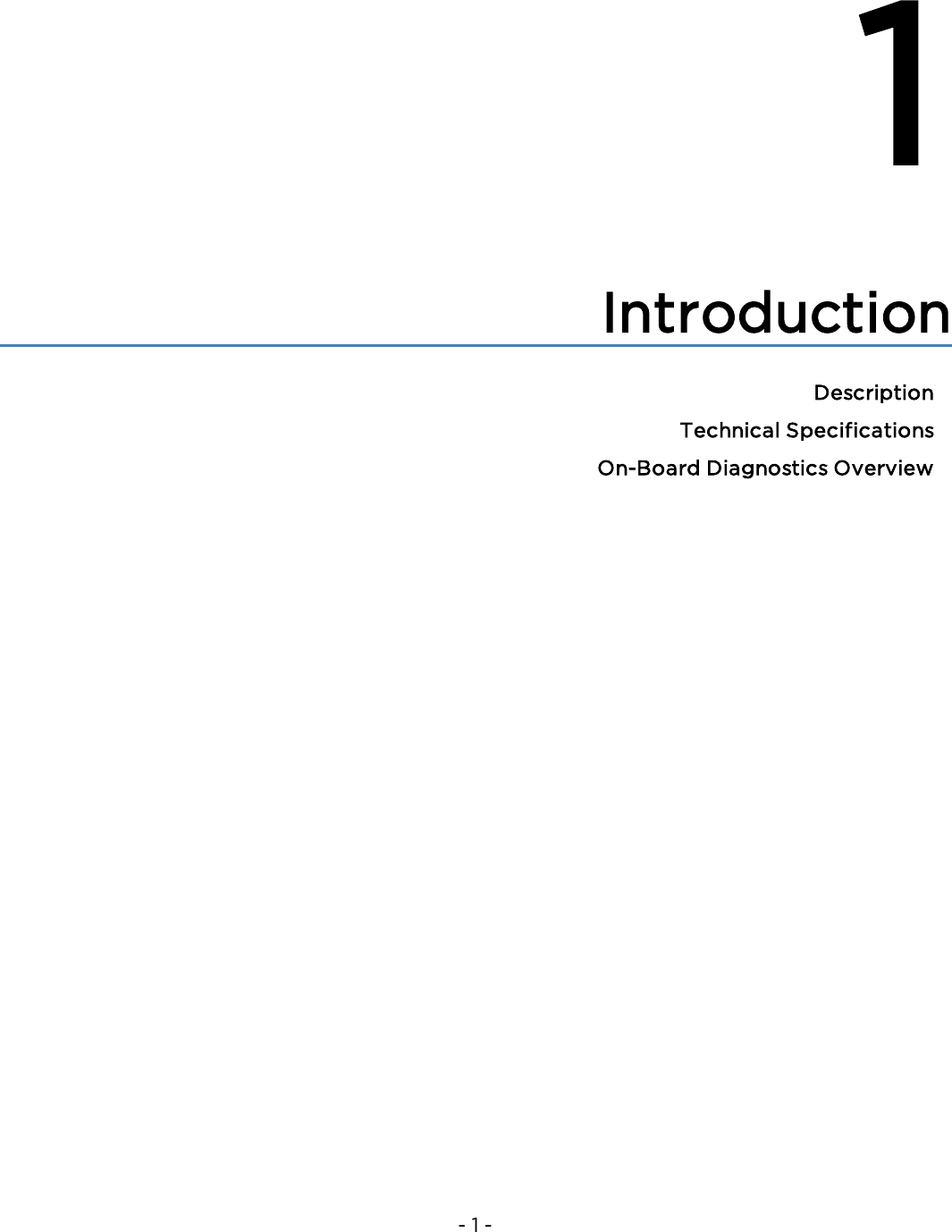 - 1 -1IntroductionDescriptionTechnical SpecificationsOn-Board Diagnostics Overview