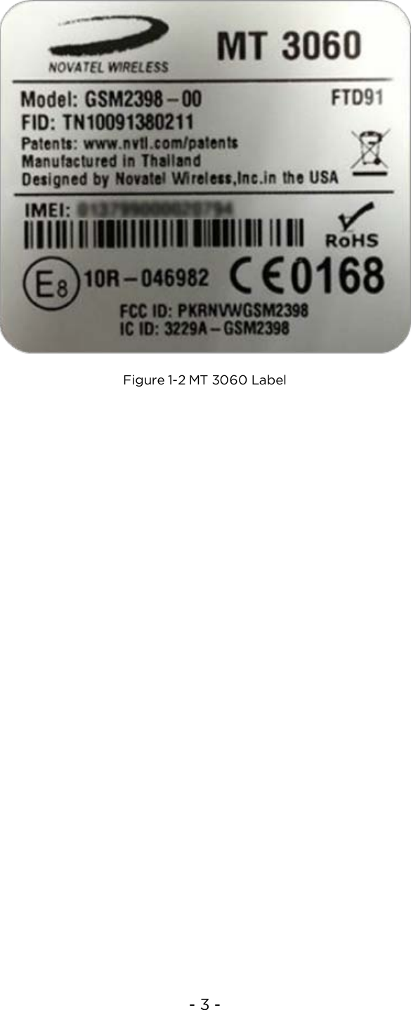 - 3 -Figure 1-2 MT 3060 Label